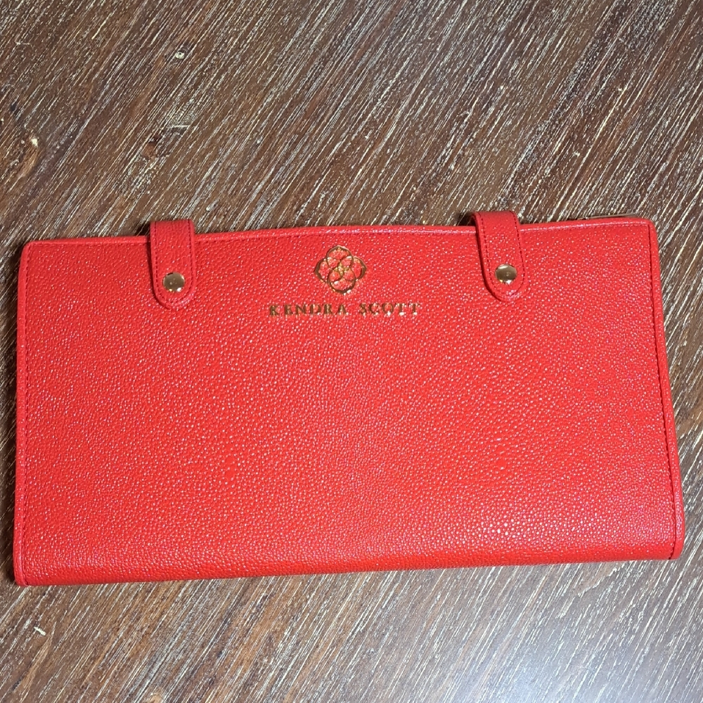 Kendra Scott Jewelry Bag Jet Set Travel Organizer Bright Red Four Removable Gold